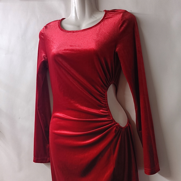 Luxurious Scarlet Velvet Gown - Picture 2 of 11